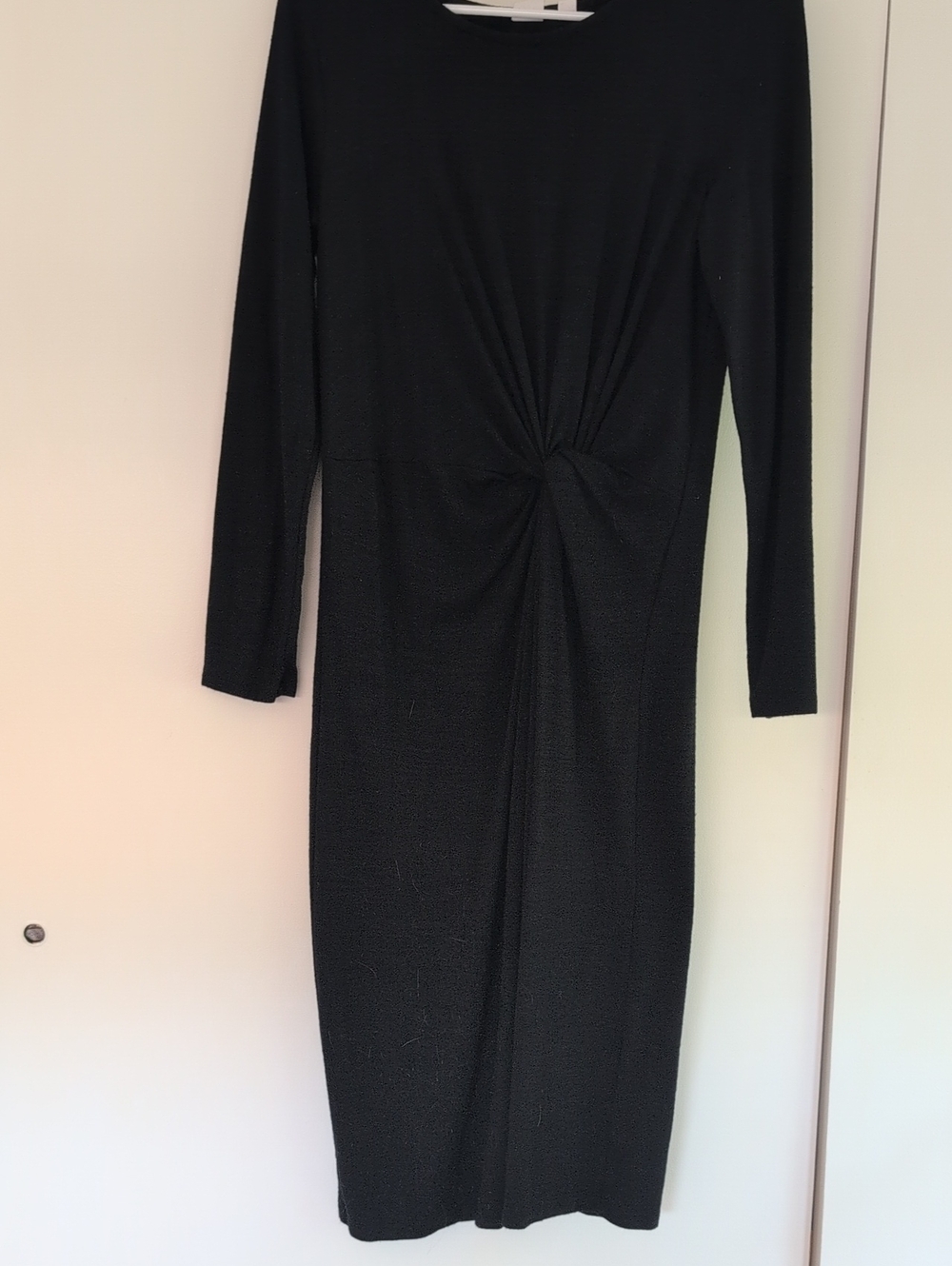 GAP Black Long Sleeve Twist-Knot Midi Dress